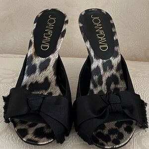 Vintage Joan & David JD Miles black ribbon uppers with animal print! NWT